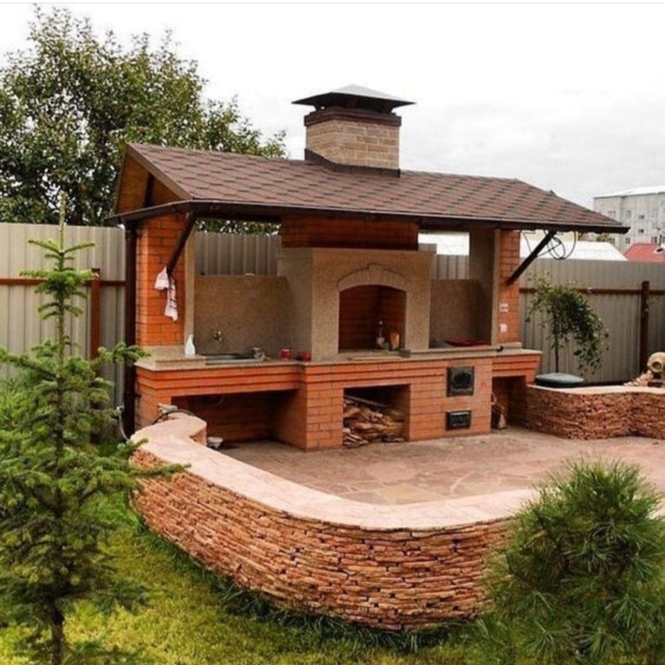 Уличные комплексы барбекю из кирпича 3м