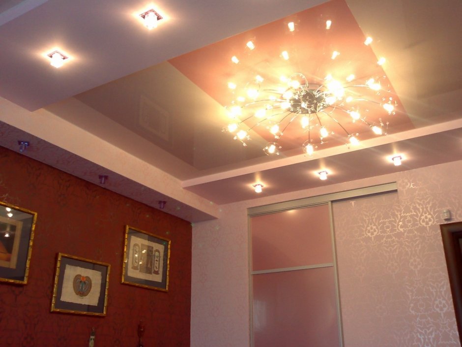 Комбинированный потолок гипсокартон и натяжной