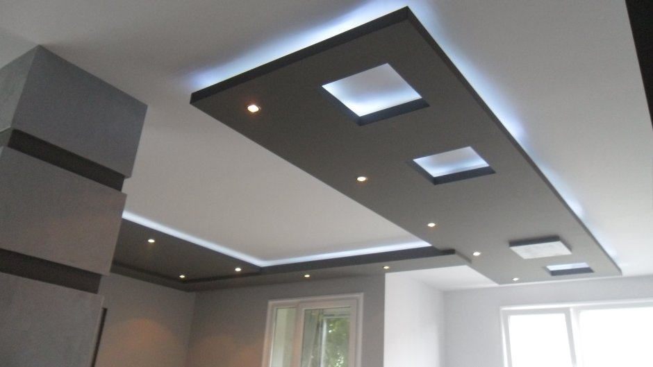 Комбинированный потолок гипсокартон и натяжной