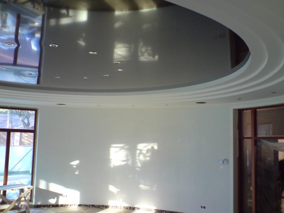 Комбинированные потолки гипсокартон и натяжной