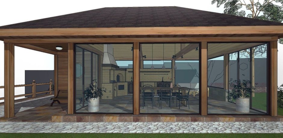 Закрытая летняя кухня проекты