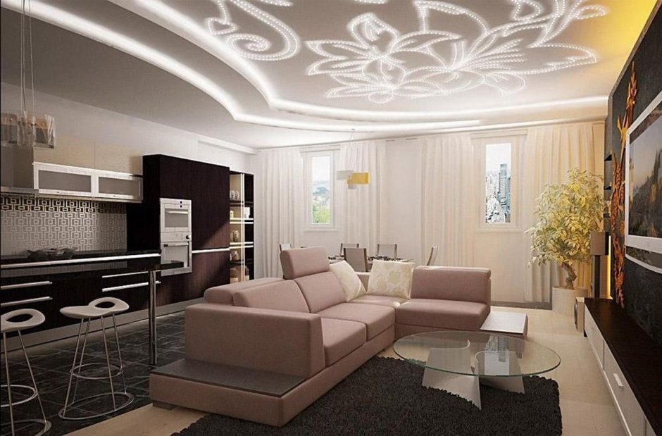 Натяжные потолки для зала