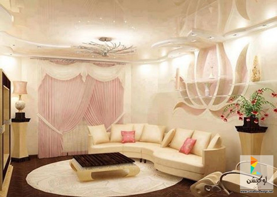 Натяжные потолки в маленькой гостиной