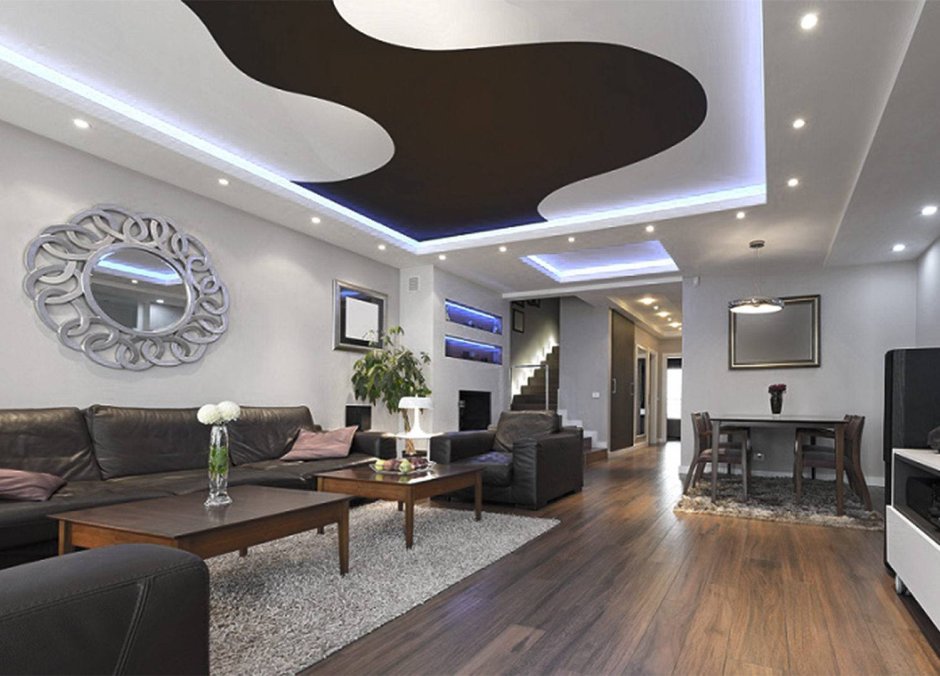 Современные комбинированные подвесные потолки