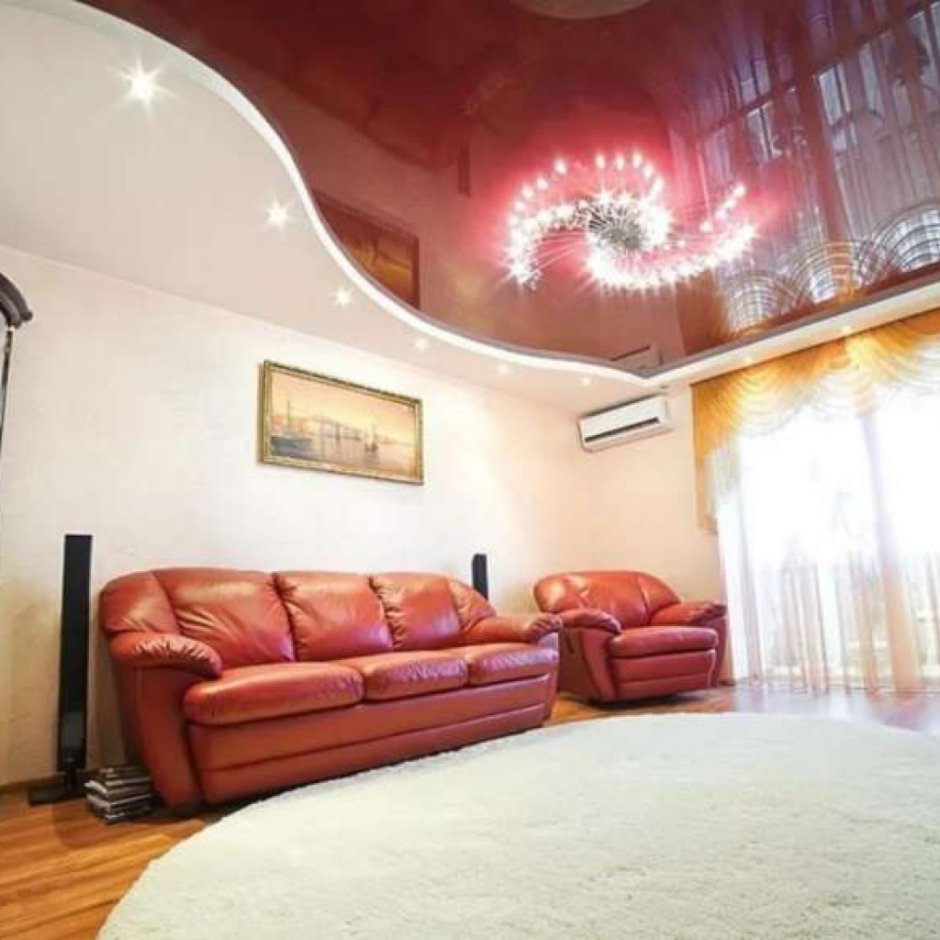 Потолок в гостиную двухуровневый