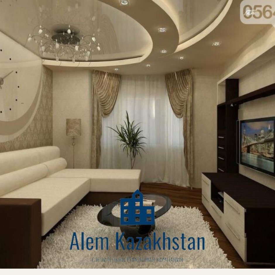 Натяжной потолок с эркером