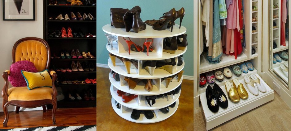 Крутящаяся полка для обуви в гардеробную