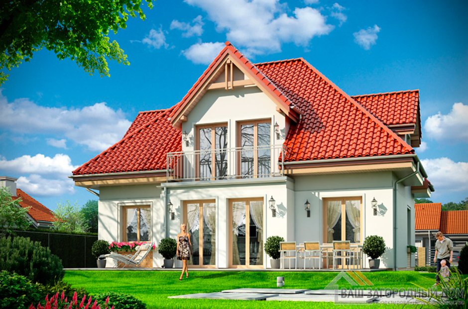 Красивый мансардный дом
