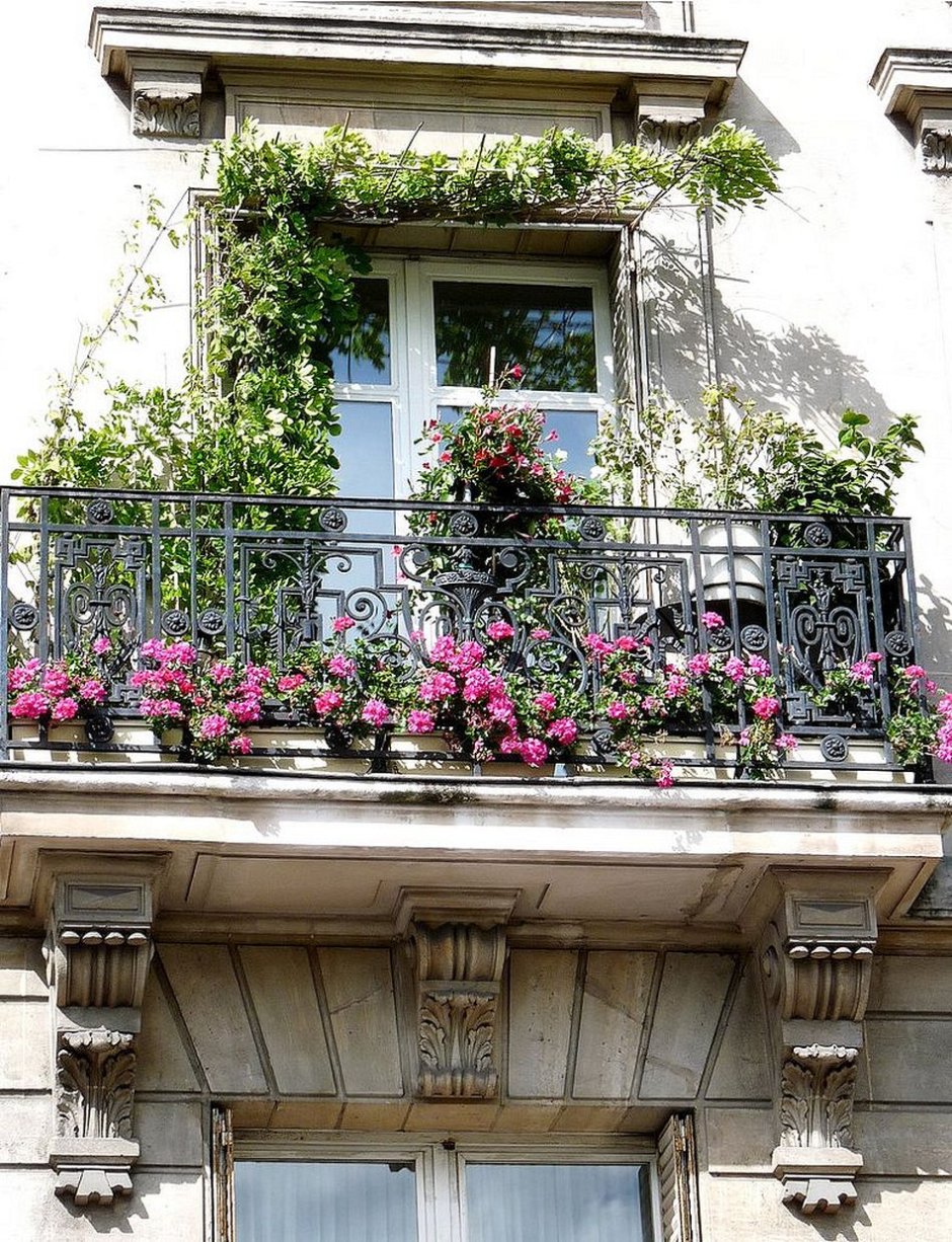 Балкончики во Франции с цветами