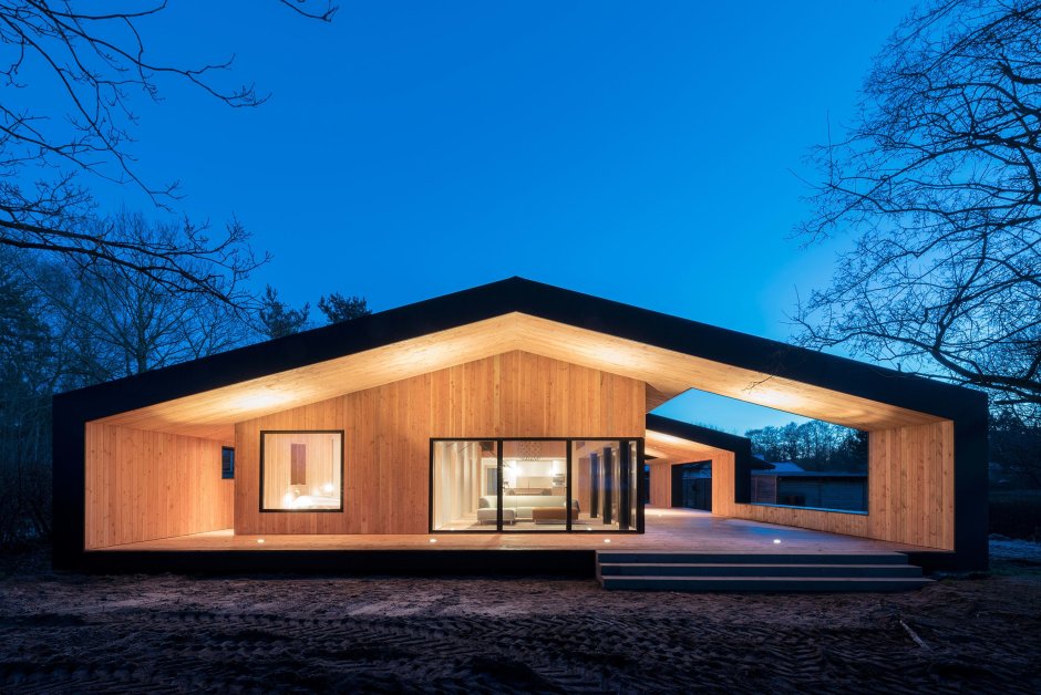 Одноэтажный дом z500 с плоской крышей проекты