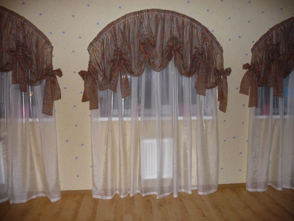 Шторы на арочные окна на кухню