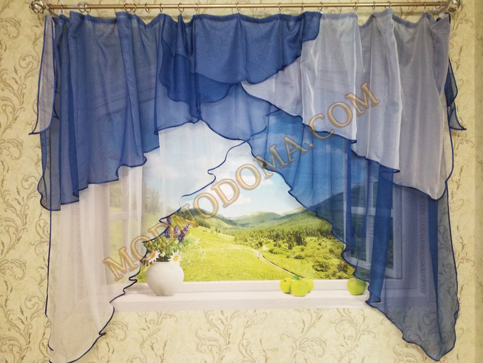 Купить готовый тюль на кухню короткую ширина 3000