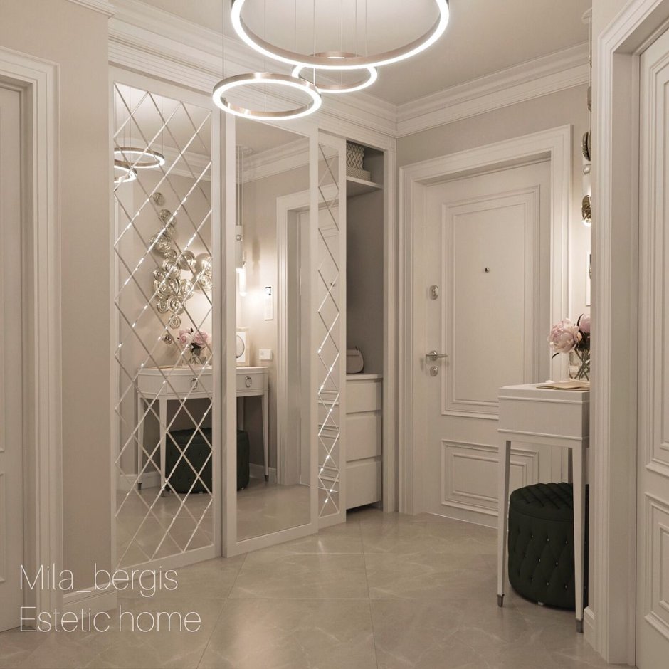 Зеркальный шкаф в прихожую Неоклассика