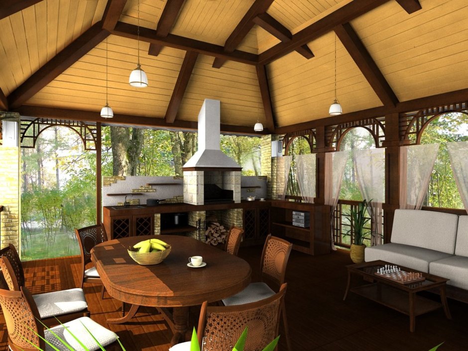 Беседки с мангалом 5на10м