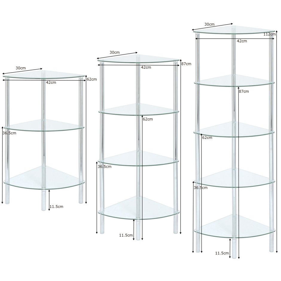 Угловой стеклянный стеллаж