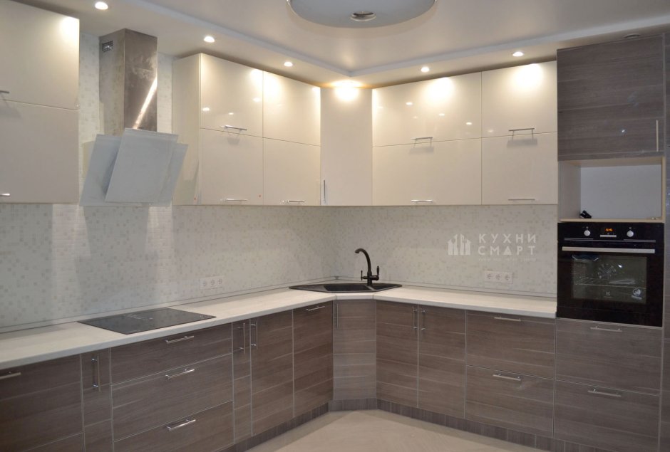 Угловые кухни пудрового цвета