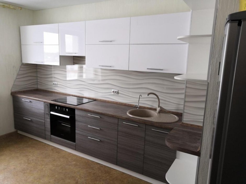 Кухня глянцевый верх матовый низ