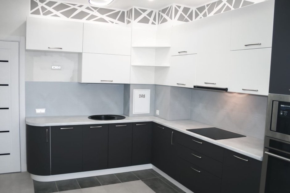 Кухни прямые с антресолью