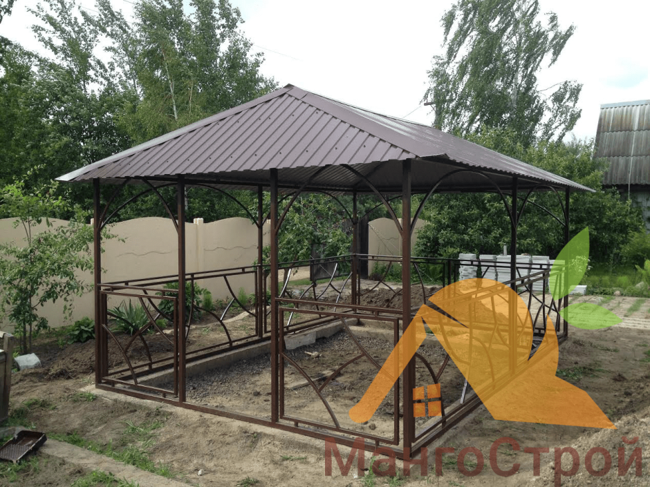 Прямоугольная беседка из металла