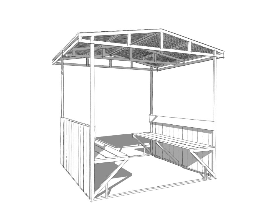 Беседка из профтрубы чертеж