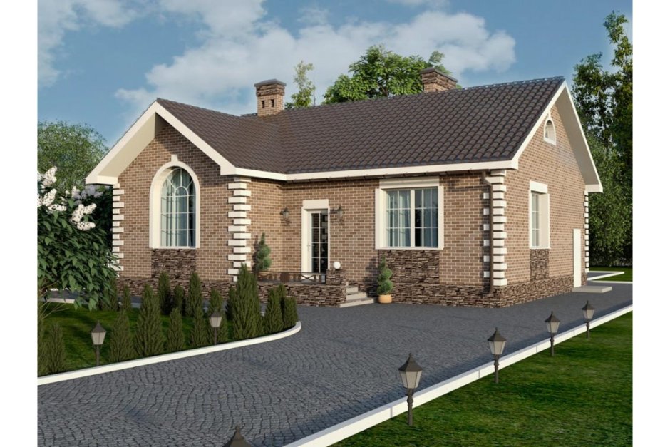 Фасады кирпичных домов одноэтажных