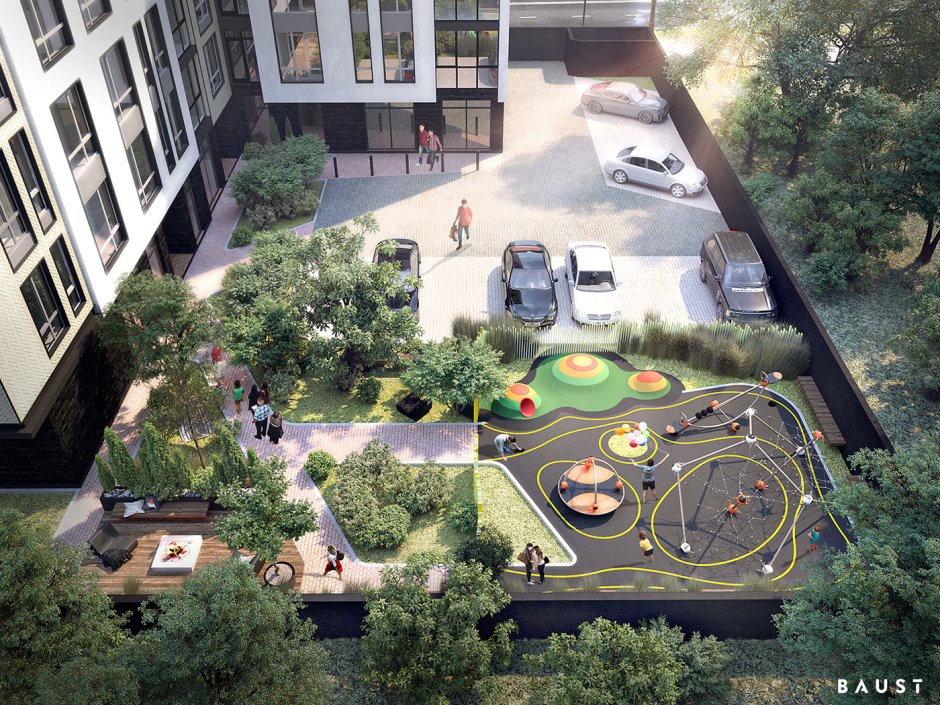 Современные дворы многоквартирных домов