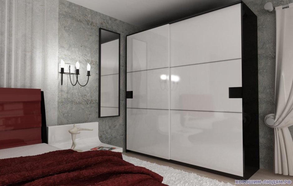 Шкаф купе Бруно с черным глянцем