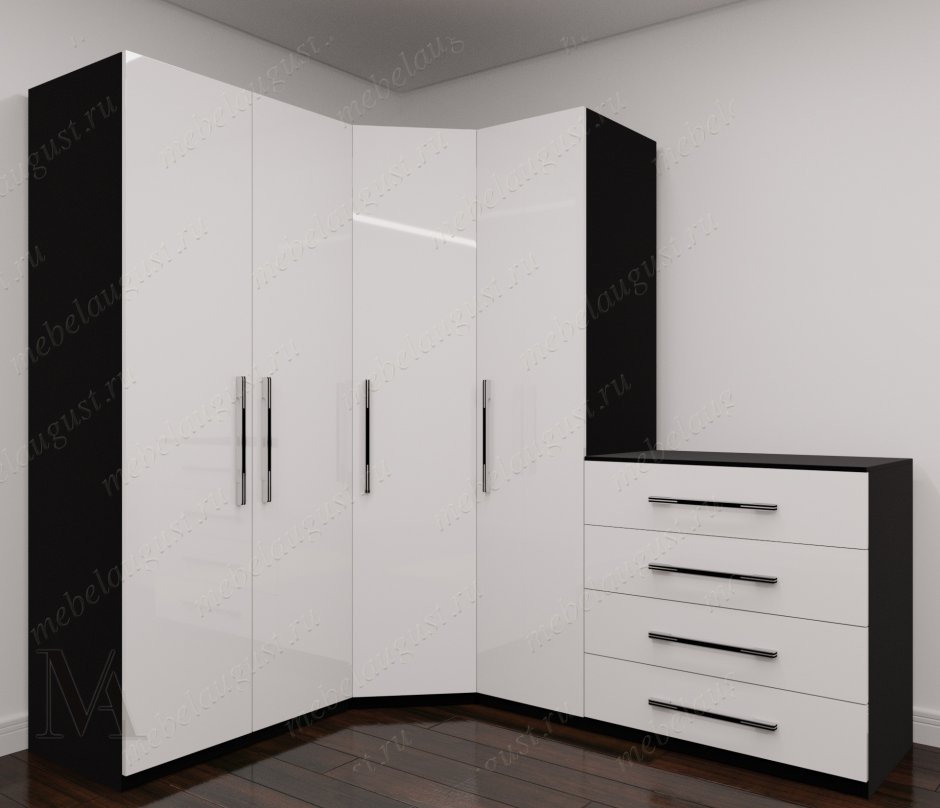 Лазурит Летиция белый глянец угловой шкаф