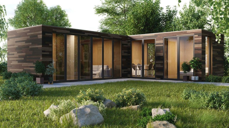 Гостевой домик с плоской крышей