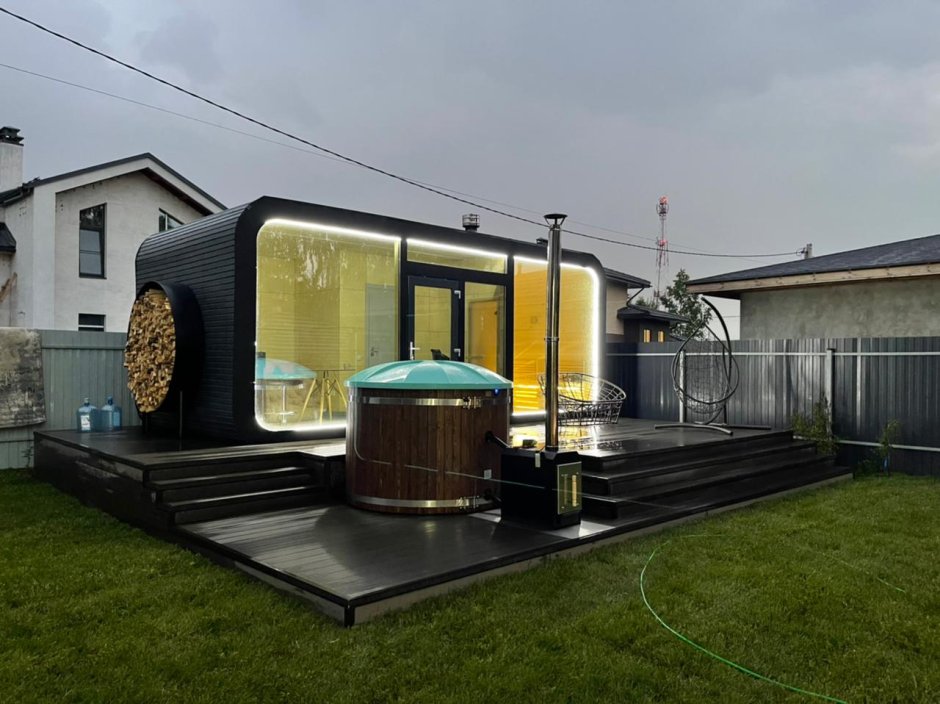 Баня с панорамными окнами