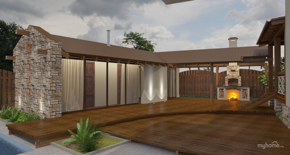 Баня бассейн беседка под 1 крышей проекты