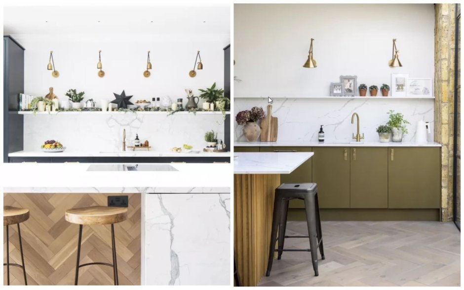 Кухня без верхних шкафов с окном