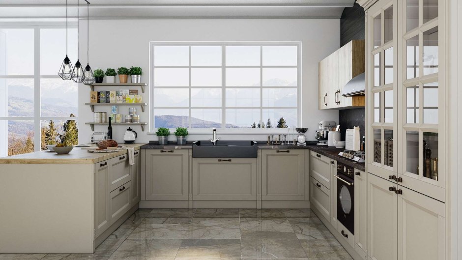 Кухня Сканди без верхних шкафов