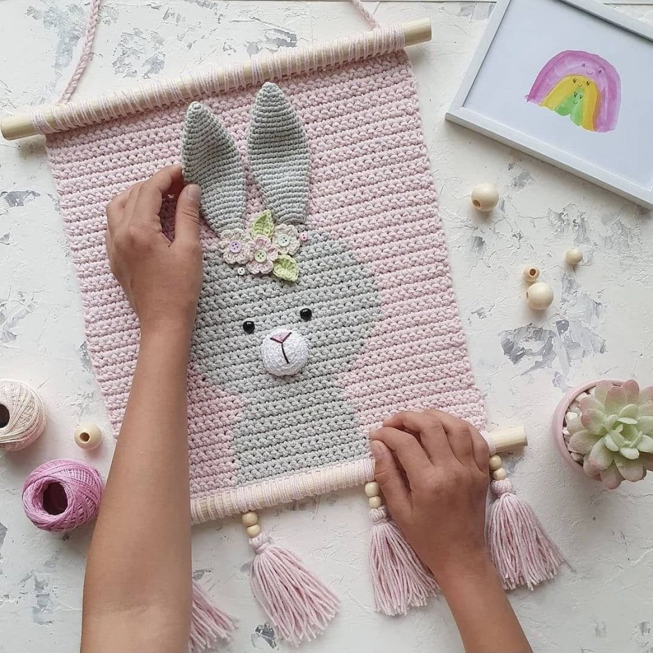 Вязаное панно детское