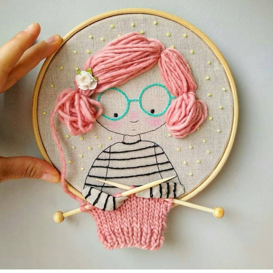 Вязаное панно домики