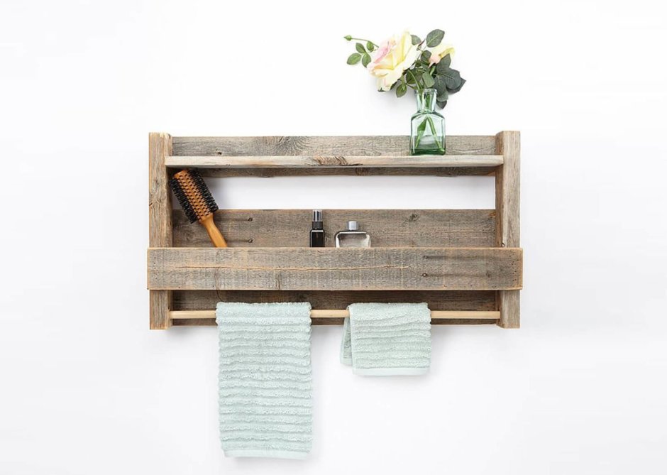 Полка деревянная с канатом