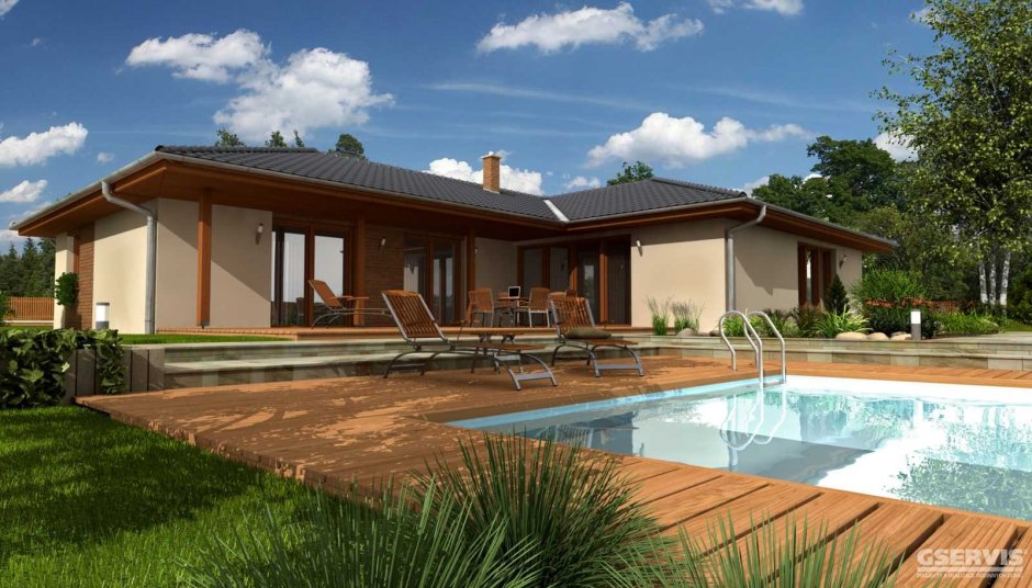 Одноэтажный дом с бассейном