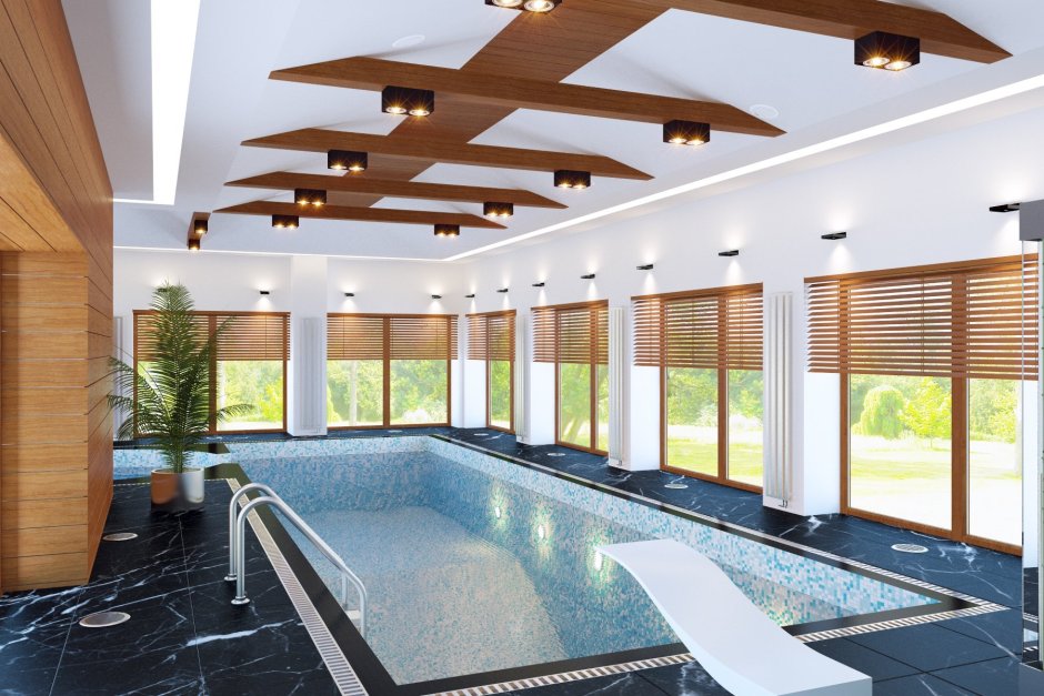 Баня с террасой и бассейном под одной крышей проекты