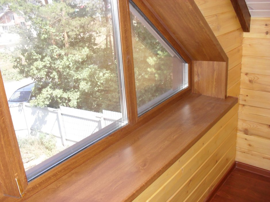 Откосы из вагонки подоконник