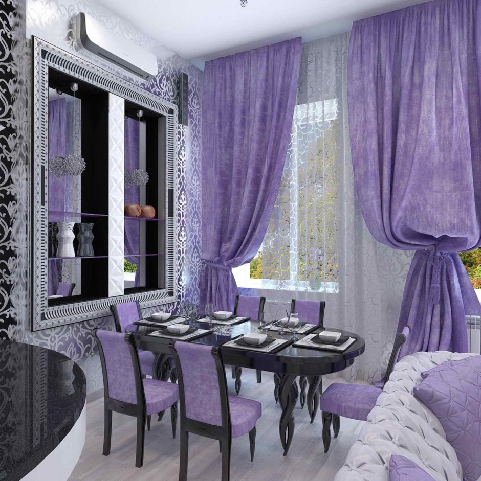 Серо лиловые шторы