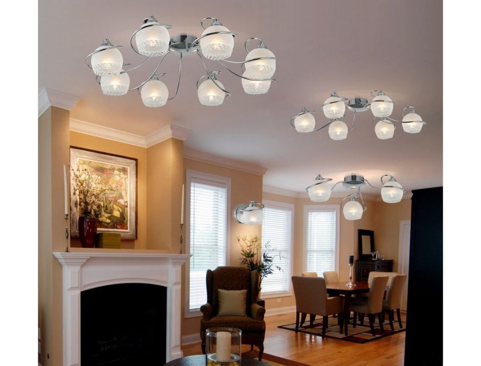 Люстра для низких потолков в интерьере