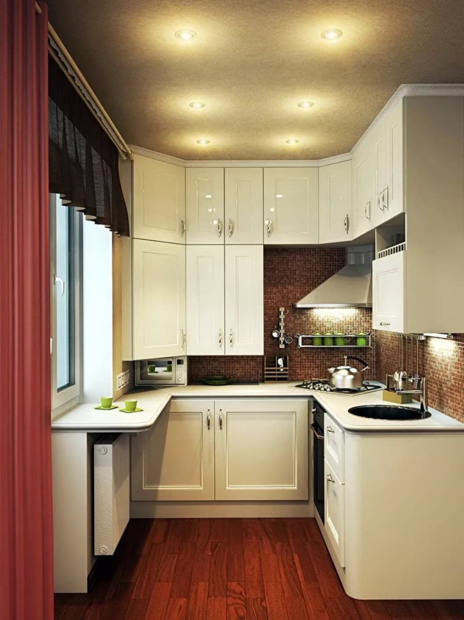 Маленькая кухня 7.5 кв.м мокко