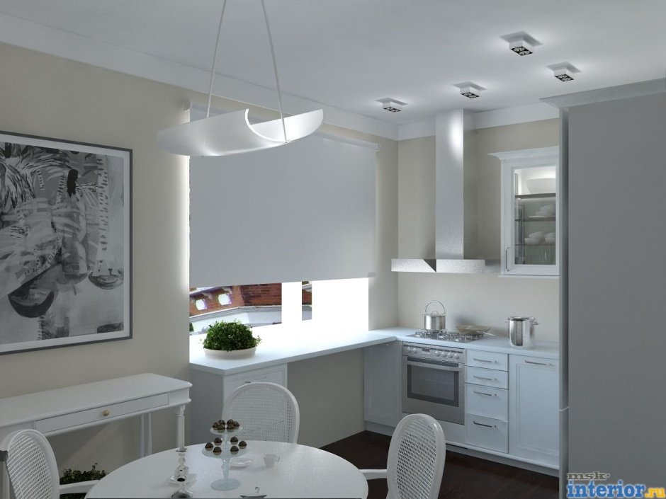 Кухня студия хрущевка белая