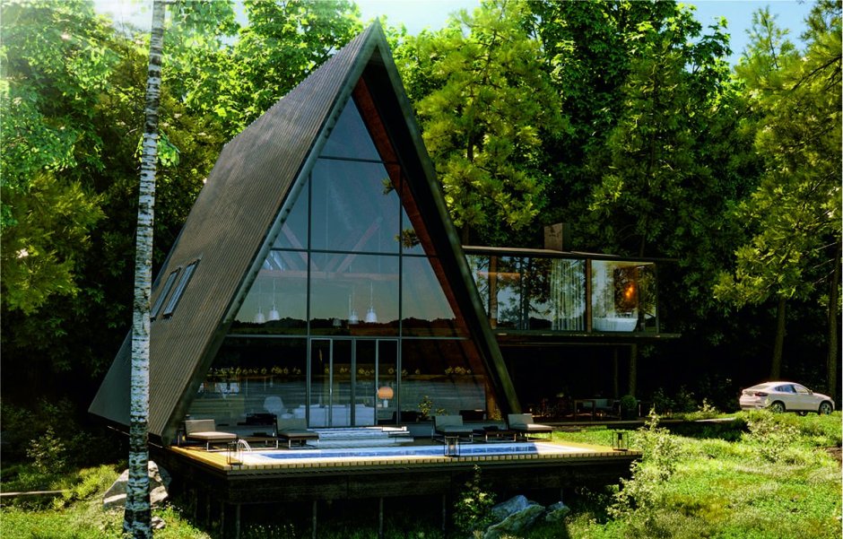 Треугольный каркасный дом