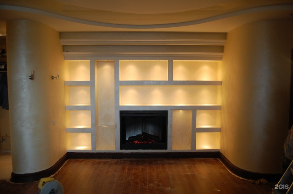 Стенка в зал из гипсокартона