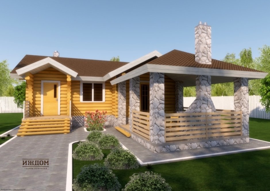 Баня с беседкой и мангальной зоной