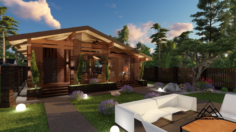 Баня с зоной барбекю