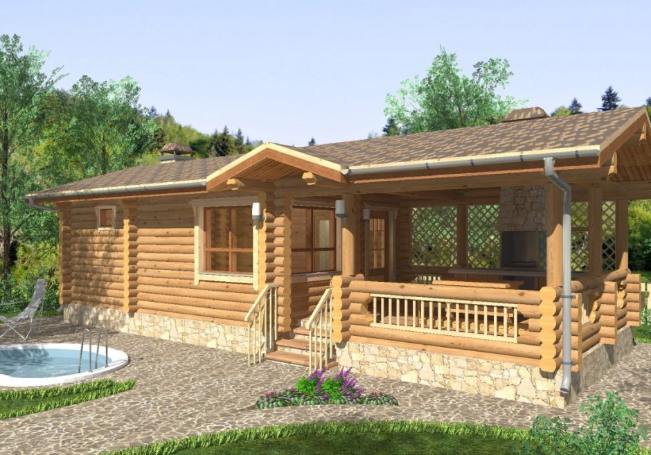 Баня с беседкой и мангалом 3х8