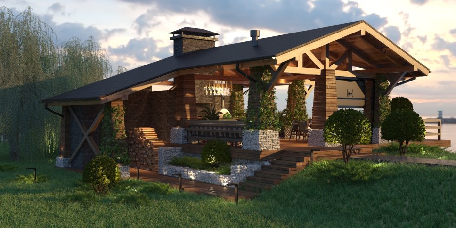 Баня с верандой и барбекю проекты 6х3
