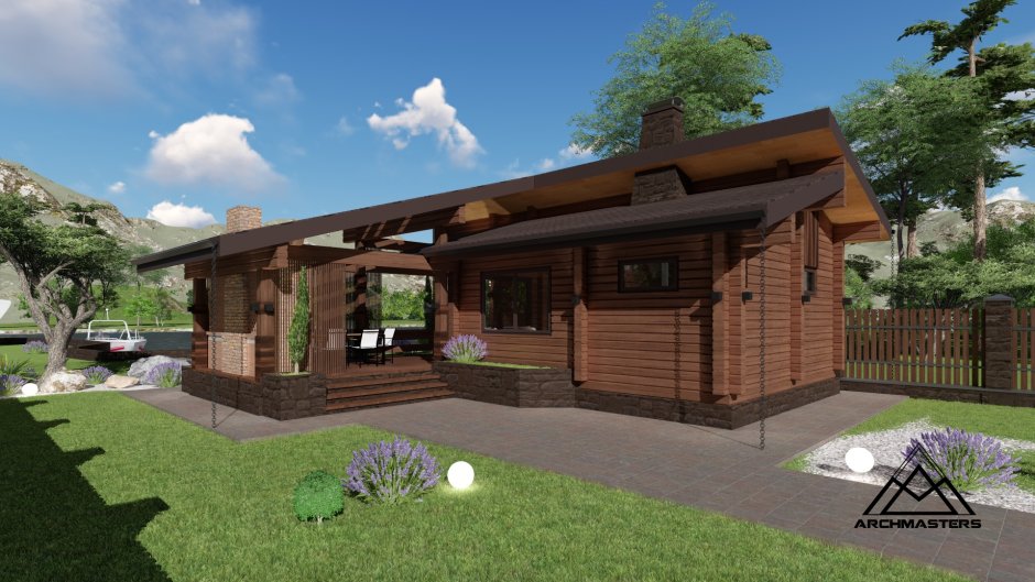 Баня с беседкой